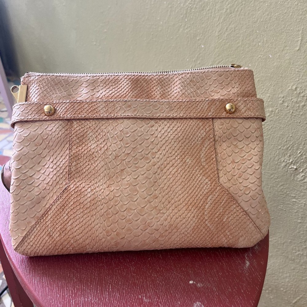 The Limited Clutch Snake Skin Print Pink Handbag Gold